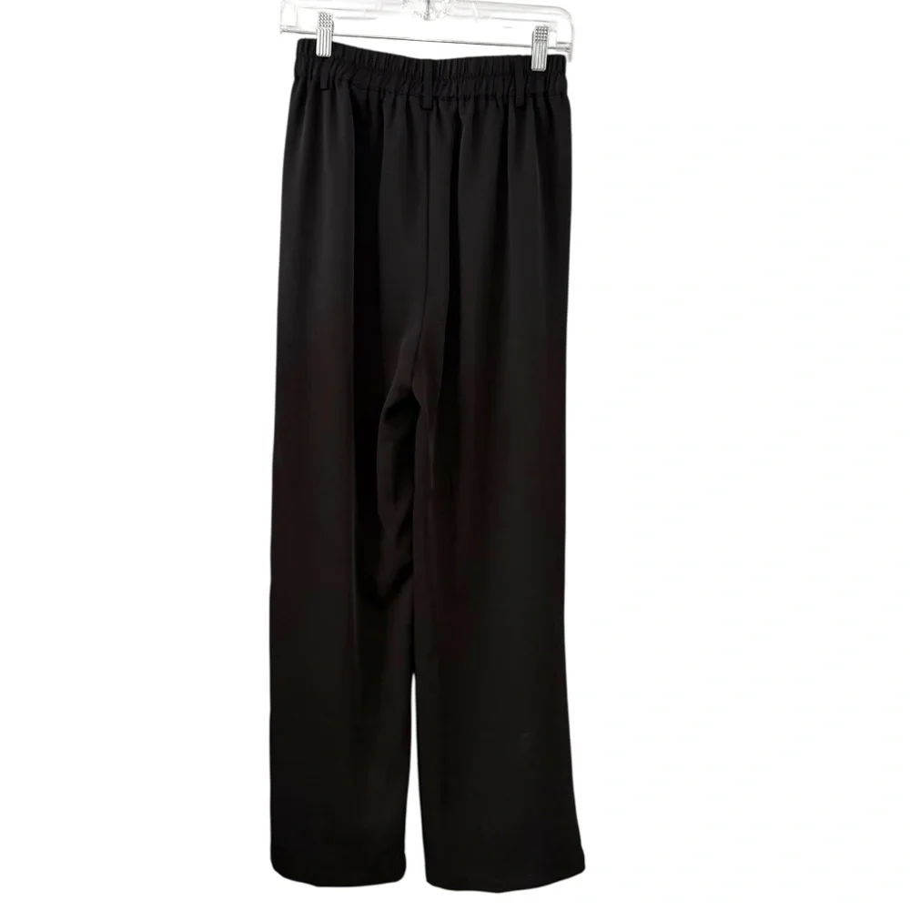 Daceslon Small Black Wide Leg High Rise Dress Pants Elastic Waist - Picture 2 of 4
